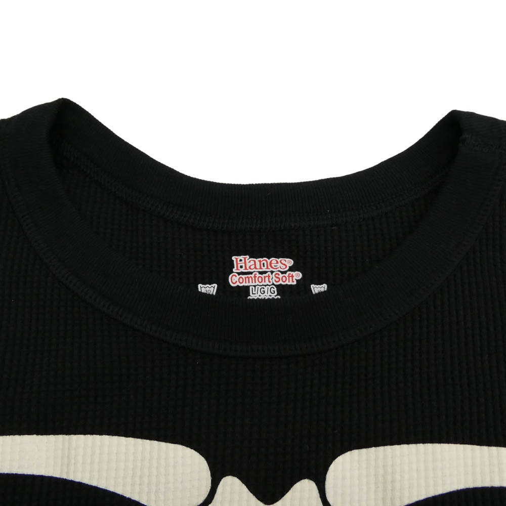 Supreme シュプリーム 25AW × HANES ヘインズ Bones Thermal Crew ボーンプリント サーマル クルーネック 長袖カットソー ブラック ブラック系 L【極上美品】【中古】