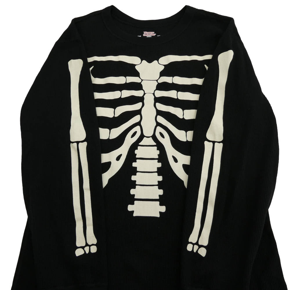 Supreme シュプリーム 25AW × HANES ヘインズ Bones Thermal Crew ボーンプリント サーマル クルーネック 長袖カットソー ブラック ブラック系 L【極上美品】【中古】