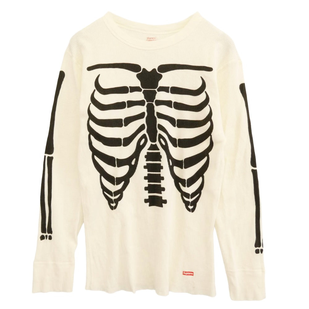 Supreme シュプリーム 25AW × HANES ヘインズ Bones Thermal Crew ボーンプリント サーマル クルーネック 長袖カットソー ホワイト ホワイト系 L【極上美品】【中古】