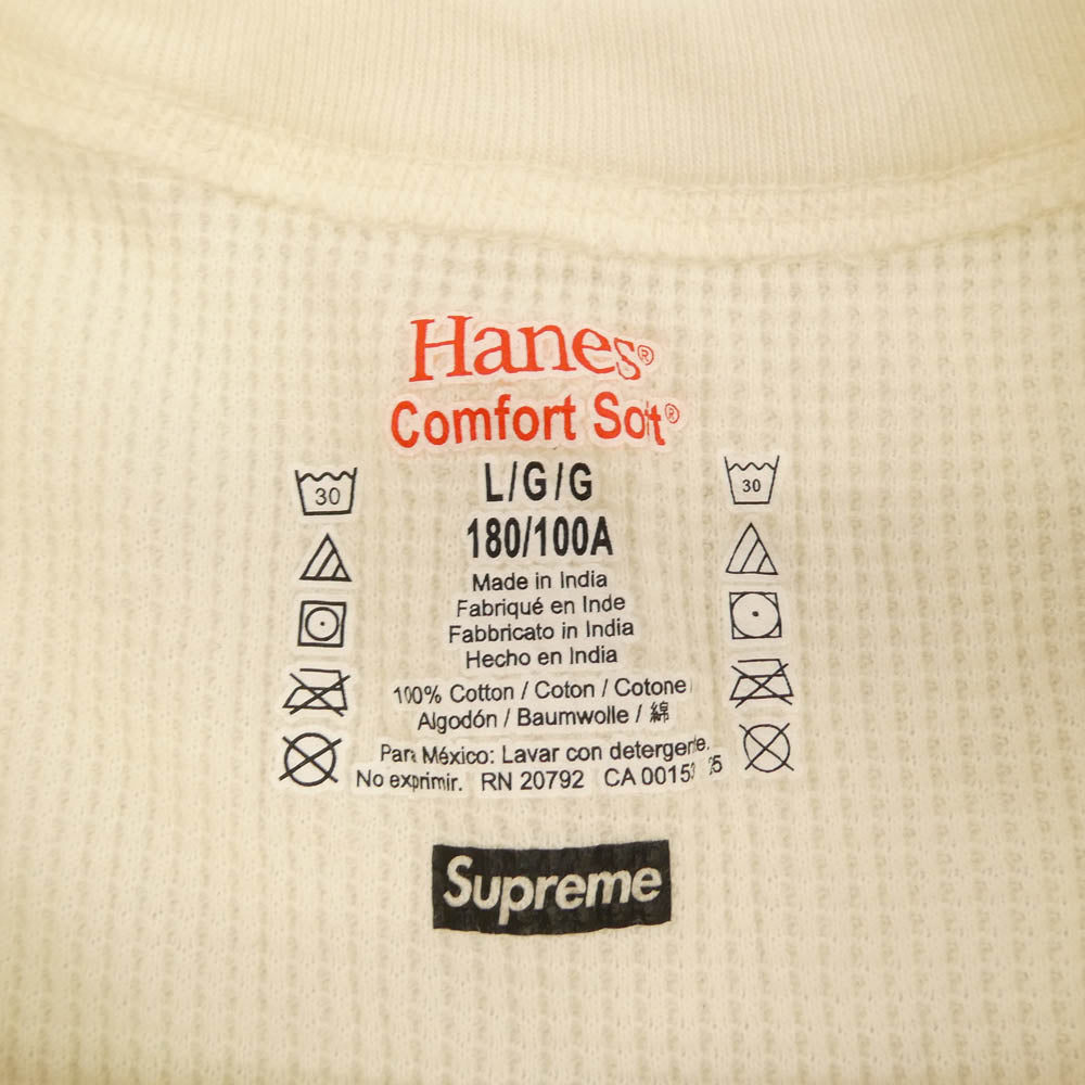 Supreme シュプリーム 25AW × HANES ヘインズ Bones Thermal Crew ボーンプリント サーマル クルーネック 長袖カットソー ホワイト ホワイト系 L【極上美品】【中古】