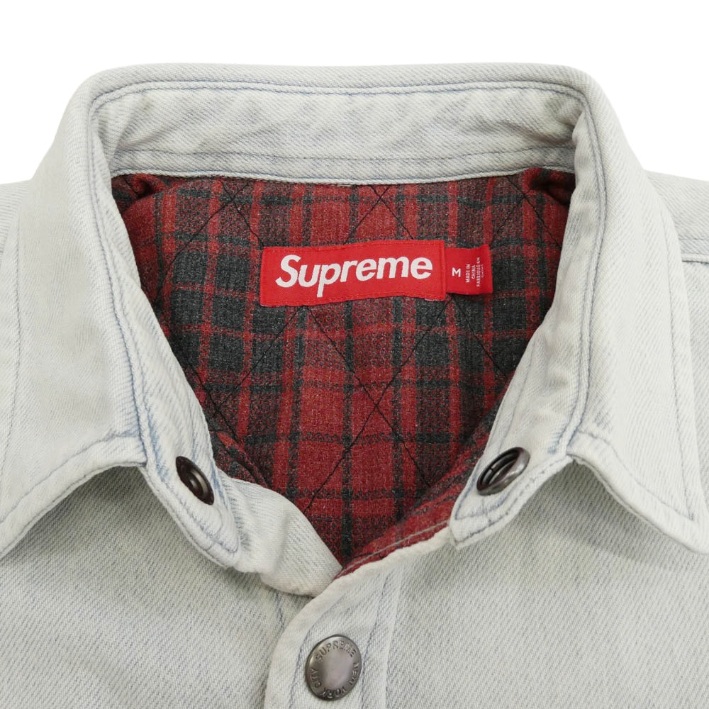 Supreme シュプリーム 25AW Quilted Lined Denim Snap Shirt キルテッド デニム スナップ 長袖シャツ インディゴブルー系 M【新古品】【未使用】【中古】