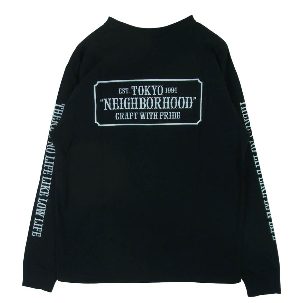 NEIGHBORHOOD ネイバーフッド ロゴ プリント ロングスリーブ 長袖 Tシャツ カットソー 日本製 ブラック系 L【中古】