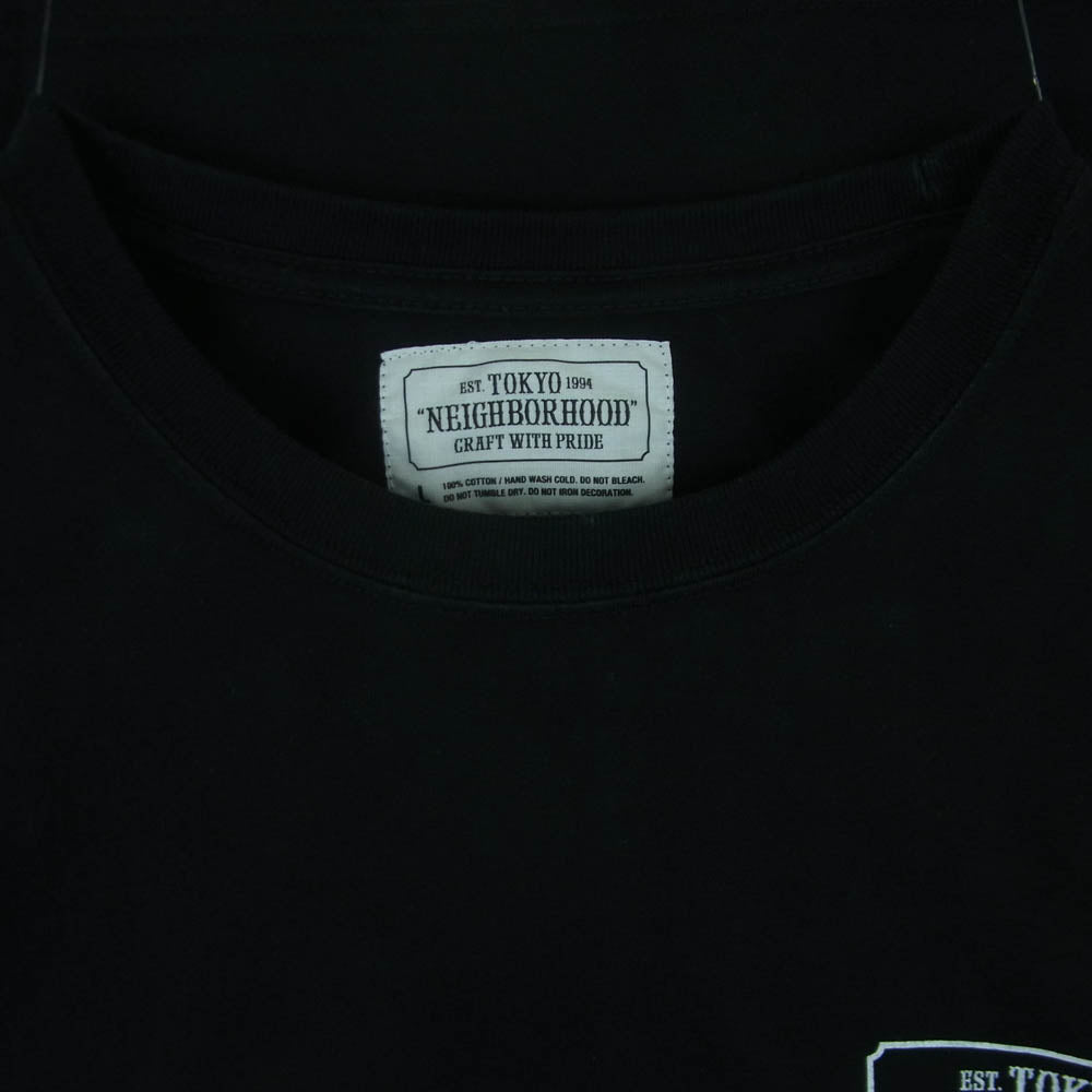 NEIGHBORHOOD ネイバーフッド ロゴ プリント ロングスリーブ 長袖 Tシャツ カットソー 日本製 ブラック系 L【中古】