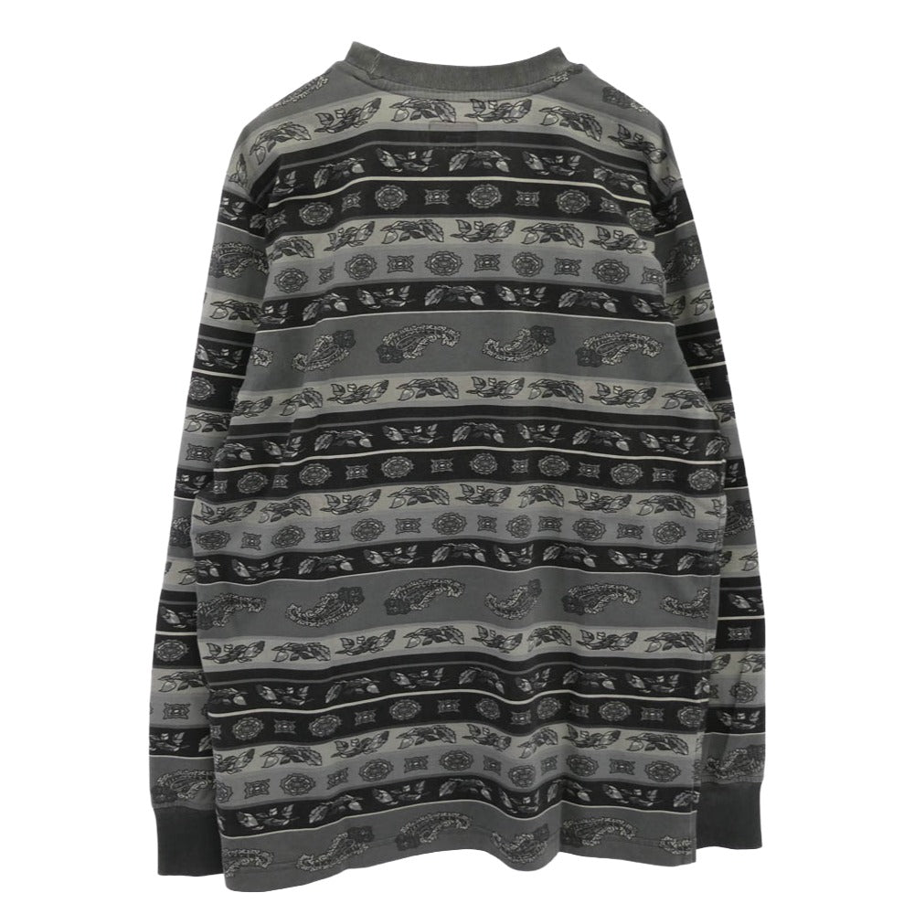 Supreme シュプリーム 16SS ワングラム期 paisley Stripe L/S Top ペイズリー ストライプ ロングスリーブ 長袖 Tシャツ ブラック系 M【中古】