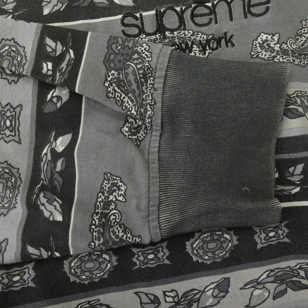 Supreme シュプリーム 16SS ワングラム期 paisley Stripe L/S Top ペイズリー ストライプ ロングスリーブ 長袖 Tシャツ ブラック系 M【中古】