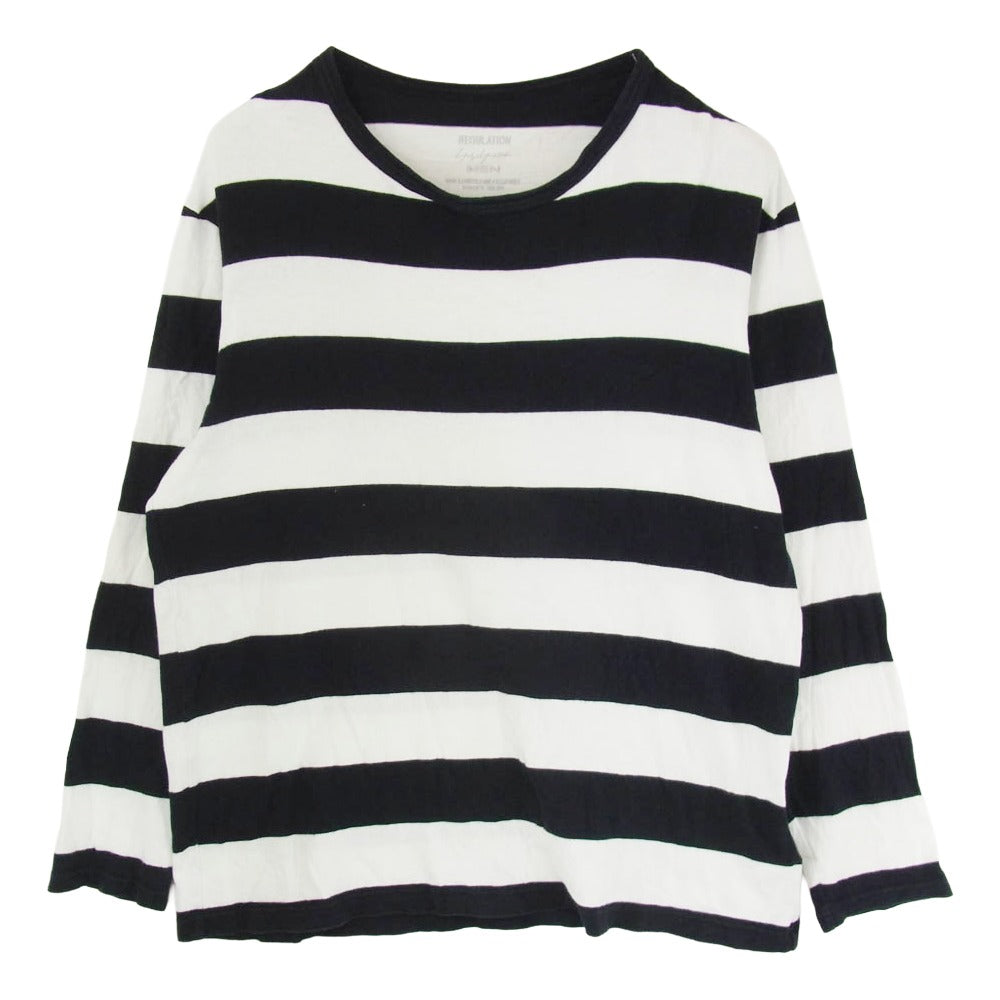 Yohji Yamamoto ヨウジヤマモト HD-T52-074 REGULATION Yohji Yamamoto レギュレーションヨウジヤマモト ボーダー 長袖 カットソー ブラック系 3【中古】