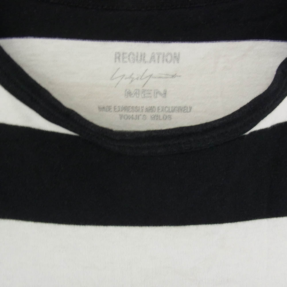 Yohji Yamamoto ヨウジヤマモト HD-T52-074 REGULATION Yohji Yamamoto レギュレーションヨウジヤマモト ボーダー 長袖 カットソー ブラック系 3【中古】
