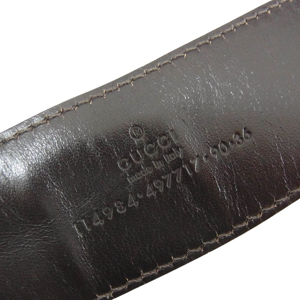 GUCCI グッチ シェリーライン インターロッキング ロゴバックル レザー ベルト ブラウン系【中古】