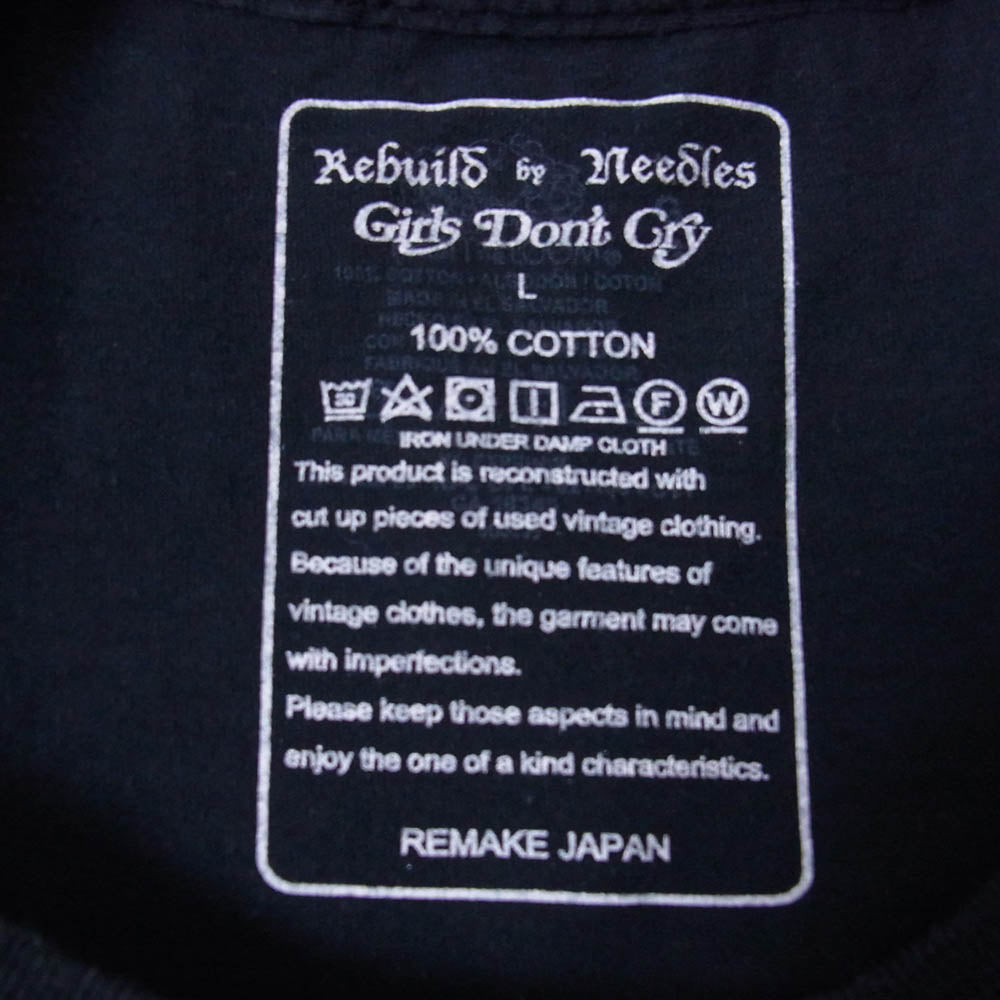 Needles ニードルス 20AW HM416 × Girls Don’t Cry ガールズドントクライ 再構築 リメイク ロゴプリント Tシャツ 半袖カットソー ダークネイビー系 L【中古】