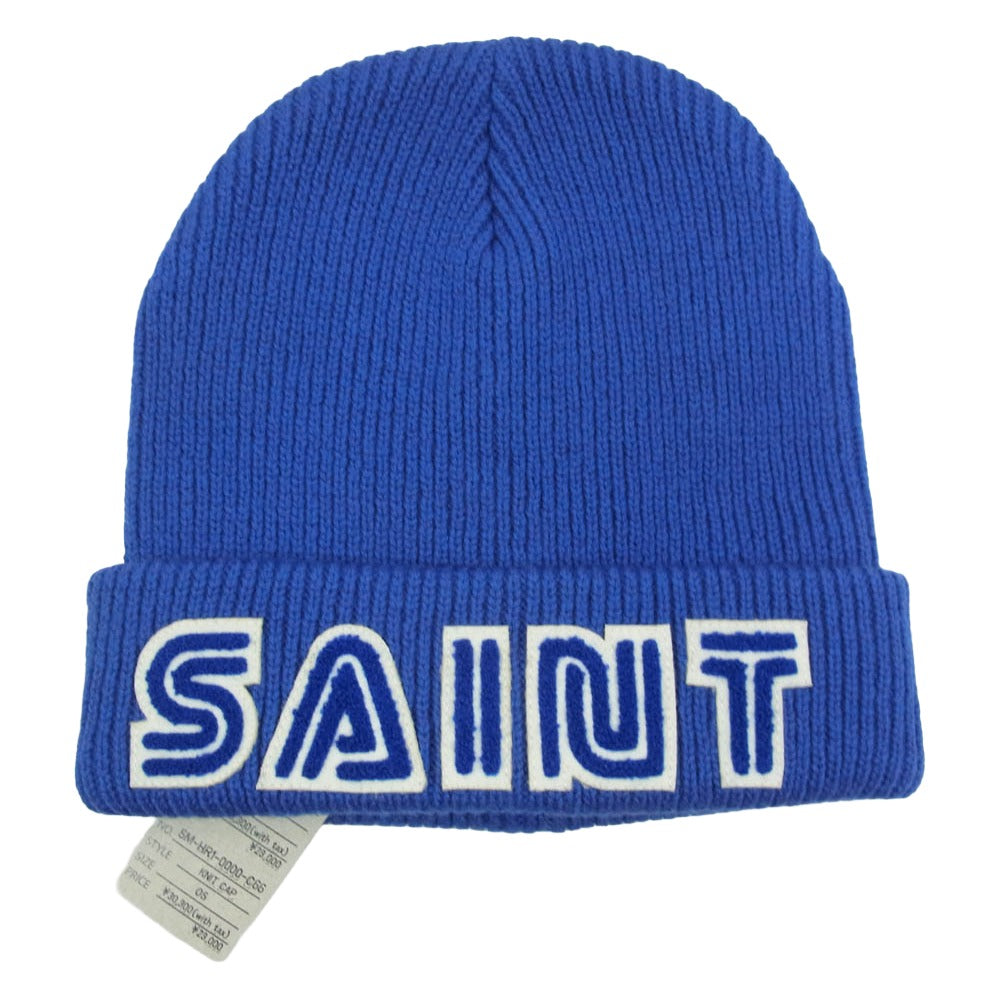 SAINT MICHAEL セントマイケル 25AW SM-HR1-0000-C66 ×SEGA セガ KNIT CAP SAINT SEGA ロゴデザイン ニットキャップ ビーニー ブルー系 OS【新古品】【未使用】【中古】