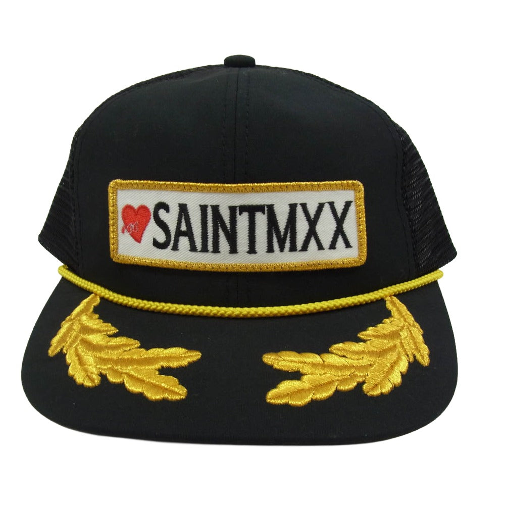 SAINT MICHAEL セントマイケル 25AW SM-HR1-0000-095 MESH CAP ロゴワッペンデザイン メッシュキャップ 帽子 ブラック系 OS【新古品】【未使用】【中古】
