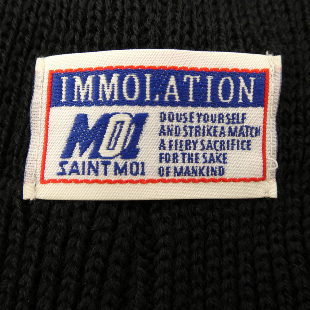 SAINT MICHAEL セントマイケル 25AW SM-HR1-0000-096 KNIT CAP SAINT ロゴワッペン ニットキャップ ビーニー ブラック系【新古品】【未使用】【中古】