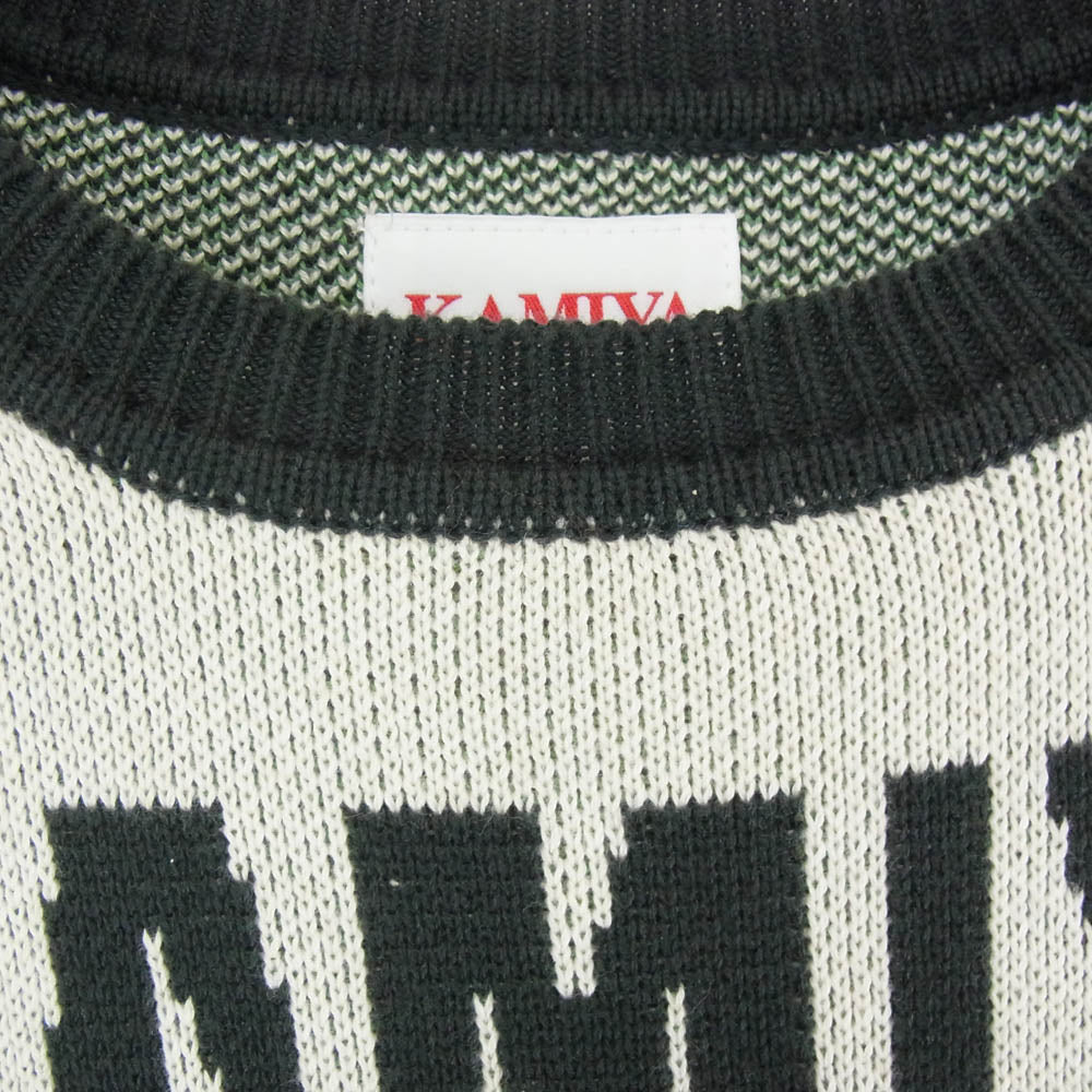 カミヤ KAMIYA 25AW G15P0066-0 Racing Jqd Sweater ダメージ加工 レーシング コットン ジャガード ニット グリーン系 S【新古品】【未使用】【中古】 カミヤ 25AW G15P0066-0 Racing Jqd Sweater ダメージ加工 レーシング