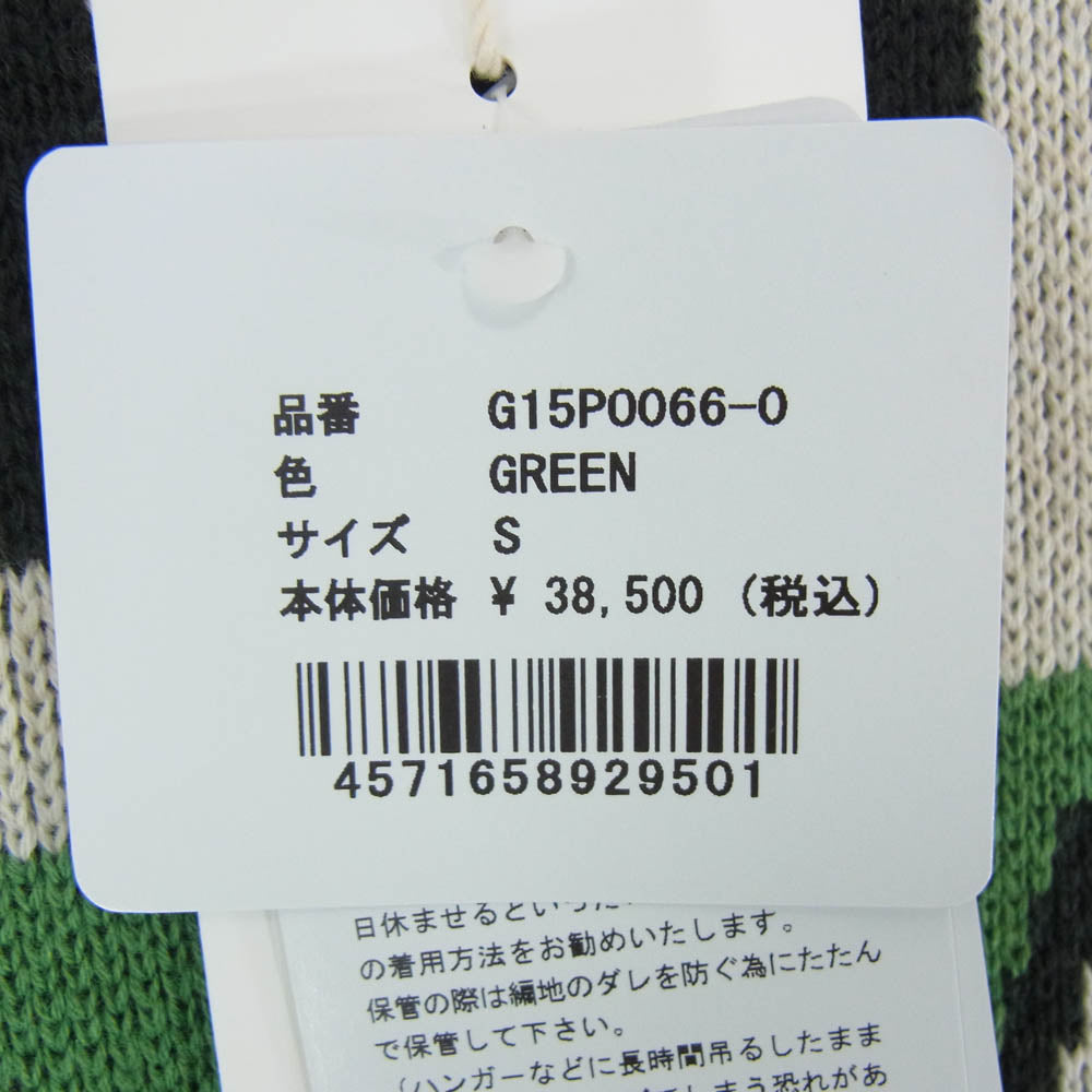 カミヤ 25AW G15P0066-0 Racing Jqd Sweater ダメージ加工 レーシング コットン ジャガード ニット グリーン系 S【新古品】【未使用】【中古】