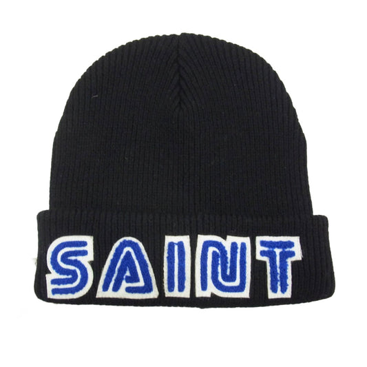 SAINT MICHAEL セントマイケル 25AW SM-HR1-0000-C65 ×SEGA セガ KNIT CAP SAINT SEGA ロゴデザイン ニットキャップ ビーニー ブラック系 OS【新古品】【未使用】【中古】