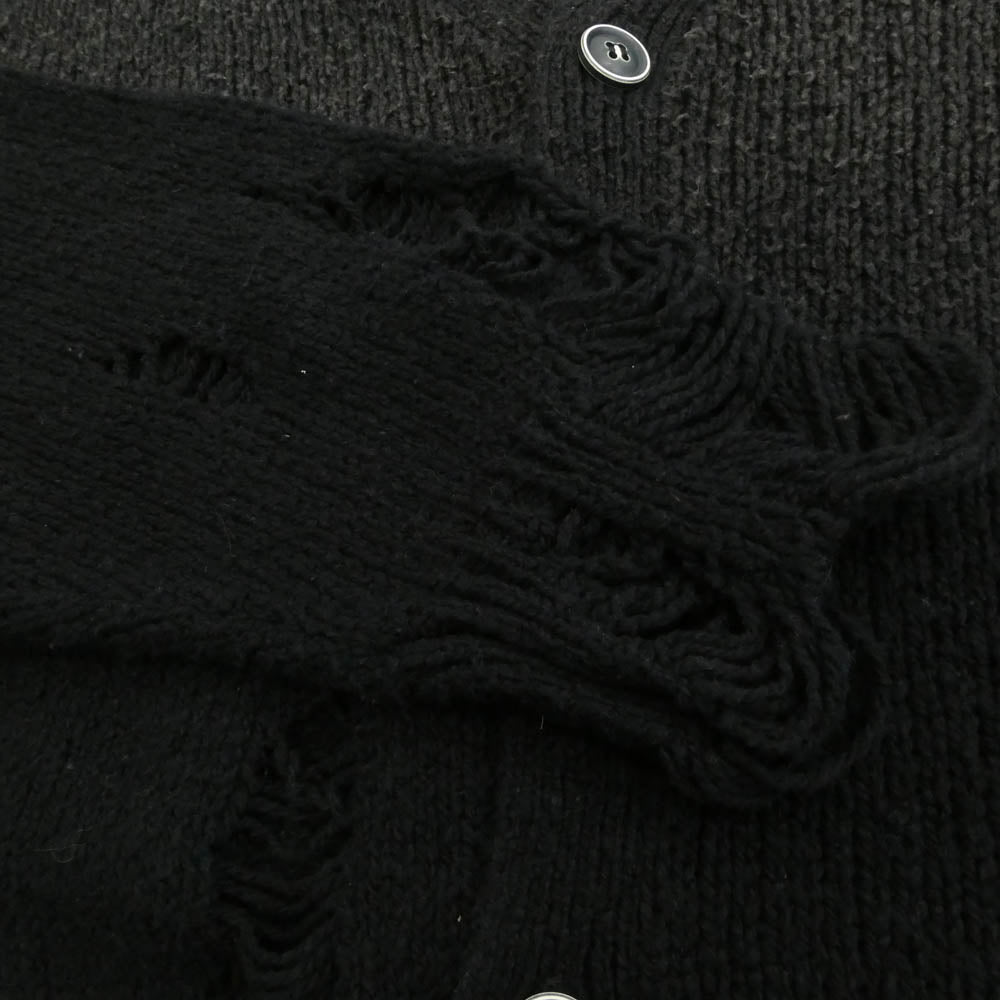 カミヤ 25AW G15CD064-0 Sun Faded Cardigan サンフェード加工 ダメージ加工 コットン カーディガン ブラック系 S【新古品】【未使用】【中古】
