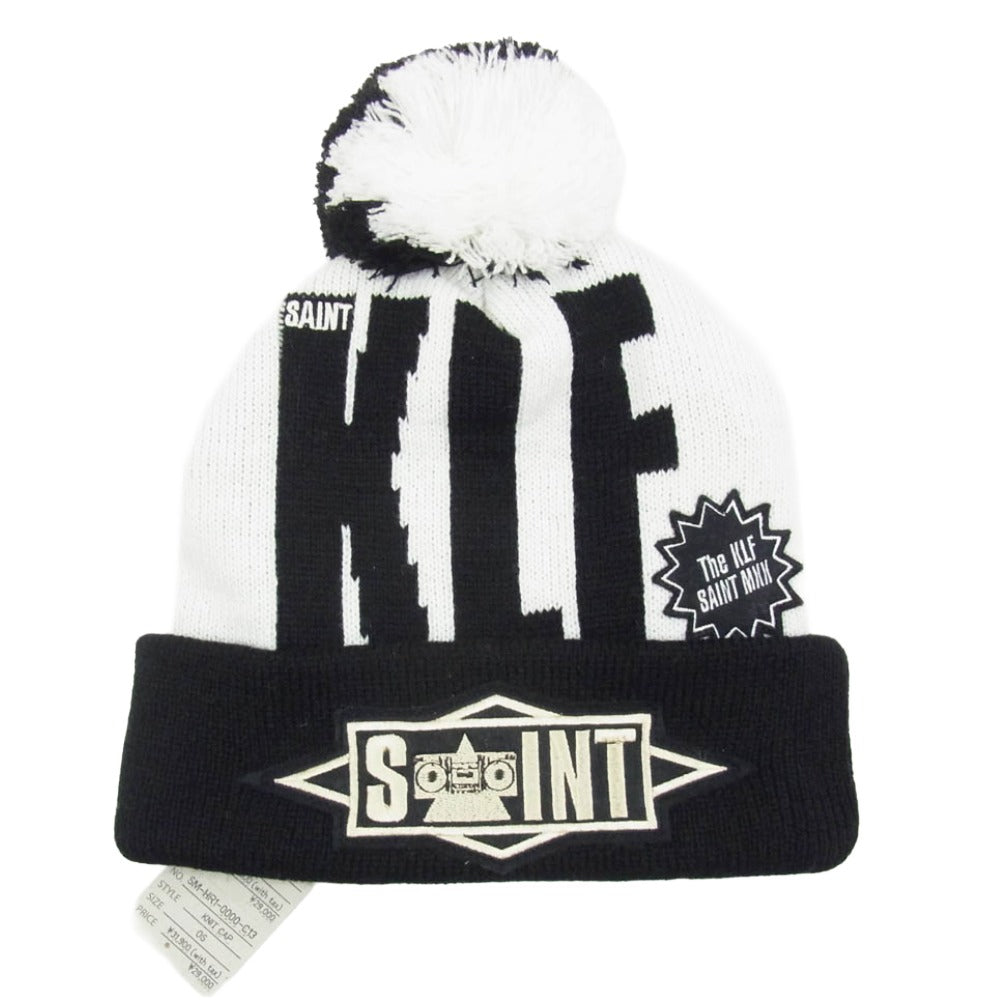 SAINT MICHAEL セントマイケル 25AW SM-HR1-0000-C13 × The KLF KNIT CAP ロゴ刺繍 ニット キャップ 帽子 ブラック系 OS【新古品】【未使用】【中古】