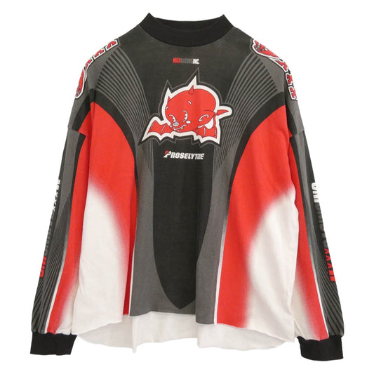 SAINT MICHAEL セントマイケル 25AW SM-HR1-0000-039 MORTOR CYCLE LS TEE モーターサイクル フロントプリント 長袖カットソー グレー系 OS【極上美品】【中古】