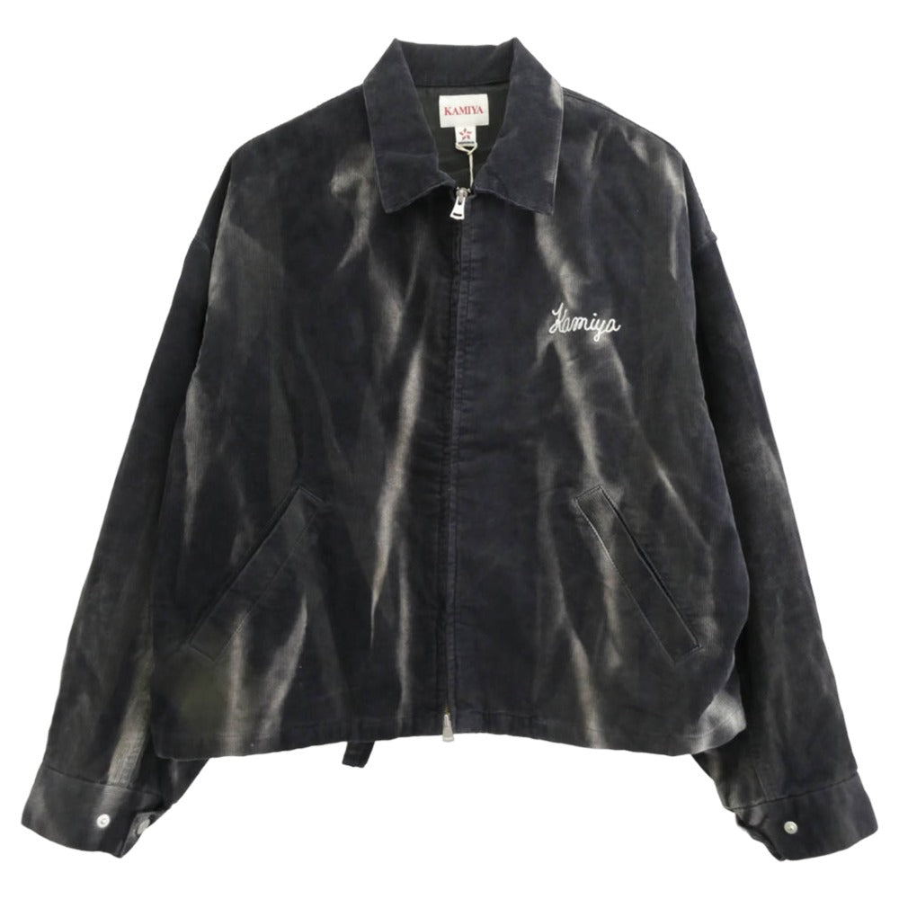 カミヤ 25AW G15BL033-0 Sun Faded Corduroy Work Blouson バック刺繍 サンフェード加工 コーデュロイ ワークブルゾン ジップアップジャケット チャコール系 S【新古品】【未使用】【中古】
