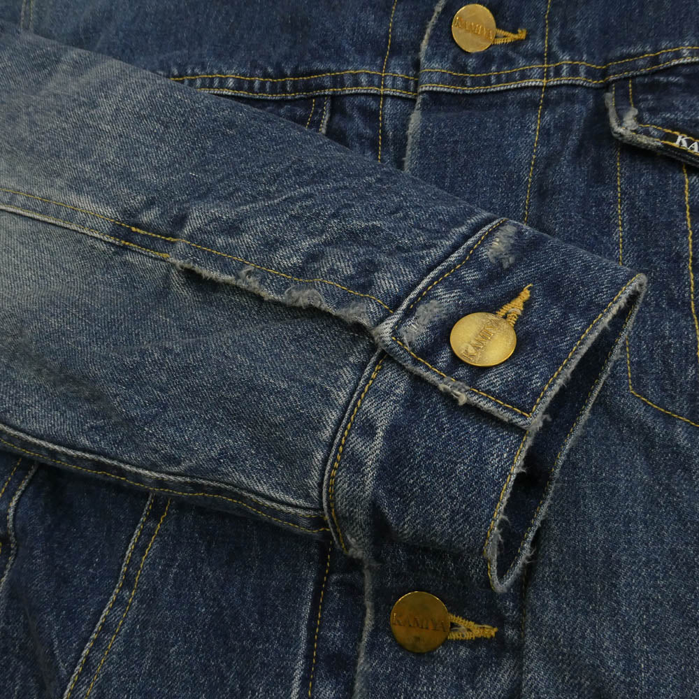 カミヤ 25AW G15BL048-0 Boa Lining Denim Jacket ダメージ加工 ボアライニング デニム ジャケット インディゴブルー系 S【新古品】【未使用】【中古】