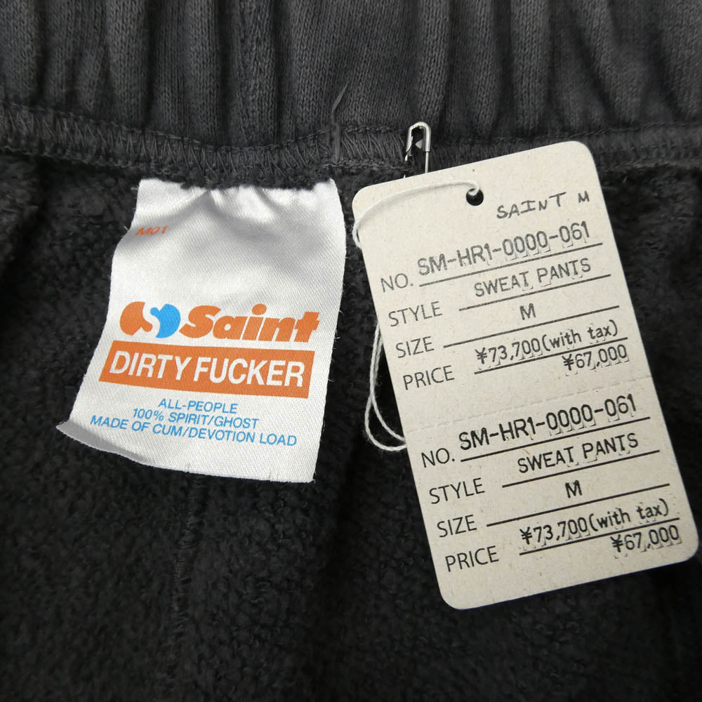 SAINT MICHAEL セントマイケル 25AW SM-HR1-0000-061 SWEAT PANTS LOVE AMONG ヴィンテージ加工 ロゴプリント スウェット パンツ グレー系 M【極上美品】【中古】