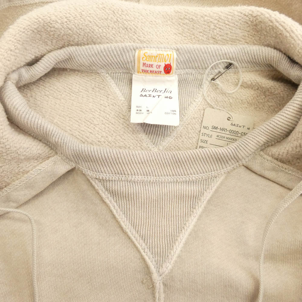 SAINT MICHAEL セントマイケル 25AW SM-HR1-0000-C55 × BerBerJin ベルベルジン AFTER HOODED HOODIE 後付け プルオーバーパーカー フーディー ベージュ系 L【極上美品】【中古】