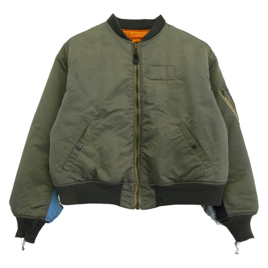 SAINT MICHAEL セントマイケル 24AW SM-YS1-0000-064 DAMEGE MA-1 ダメージ加工 ニット切替 フライトジャケット ブルゾン カーキ系 オレンジ系 L【中古】
