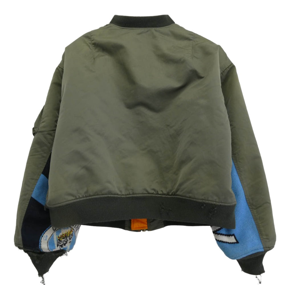 SAINT MICHAEL セントマイケル 24AW SM-YS1-0000-064 DAMEGE MA-1 ダメージ加工 ニット切替 フライトジャケット ブルゾン カーキ系 オレンジ系 L【中古】