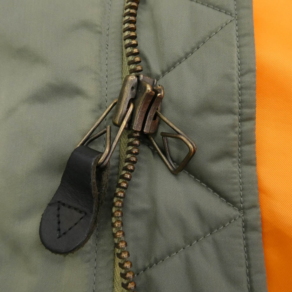 SAINT MICHAEL セントマイケル 24AW SM-YS1-0000-064 DAMEGE MA-1 ダメージ加工 ニット切替 フライトジャケット ブルゾン カーキ系 オレンジ系 L【中古】