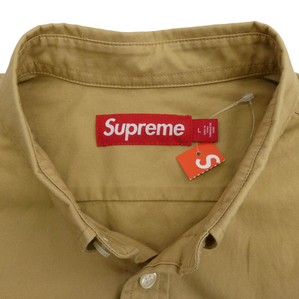 Supreme シュプリーム 23AW Small Box Logo Shirt スモール ボックス ロゴ シャツ ベージュ系 L【美品】【中古】
