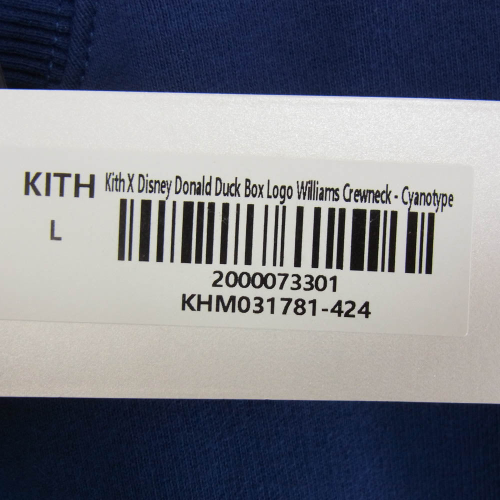 KITH キス 23AW khm031781-424 x Disney Kith for Mickey & Friends Cyber Monday Donald Duck Classic Logo Williams Crewneck Cyanotype ディズニー ミッキー アンド フレンズ サイバー マンデー ドナルド ダック クラシック ロゴ ウィリアムズ クルーネック サイアノタイプ スウェット ブルー系 L【新古品】【未使用】【中古】