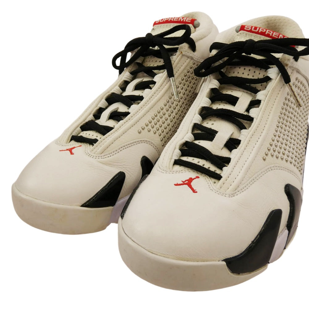 Supreme シュプリーム BV7630-106 × Nike Air Jordan 14 Retro University Red ナイキ エアジョーダン14 レトロ ユニバーシティレッド ローカット スニーカー ホワイト系 27cm【中古】