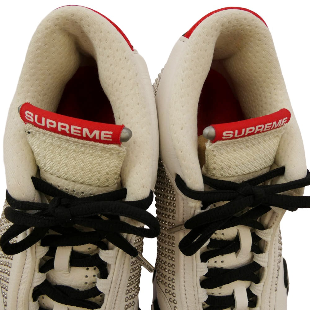Supreme シュプリーム BV7630-106 × Nike Air Jordan 14 Retro University Red ナイキ エアジョーダン14 レトロ ユニバーシティレッド ローカット スニーカー ホワイト系 27cm【中古】