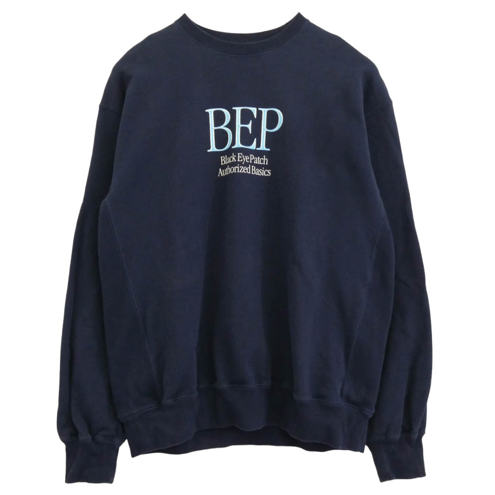 BlackEyePatch ブラックアイパッチ BEP OS LOGO SWEAT ロゴプリント スウェット トレーナー ネイビー系 XL【中古】