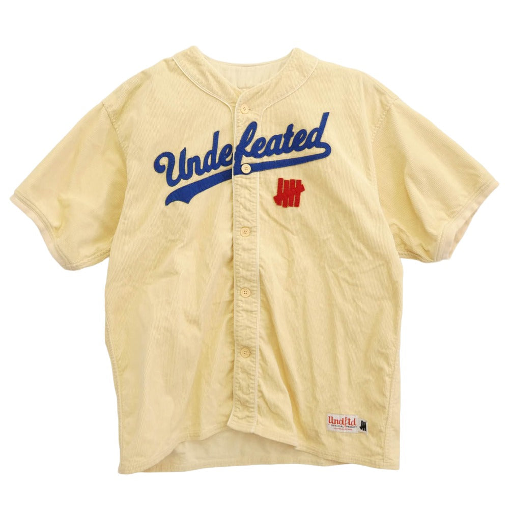 UNDEFEATED アンディフィーテッド 220077012033 CORD S/S BASEBALL JERSEY フロントロゴ コーデュロイ ベースボールシャツ 半袖 シャツ アイボリー XL【中古】