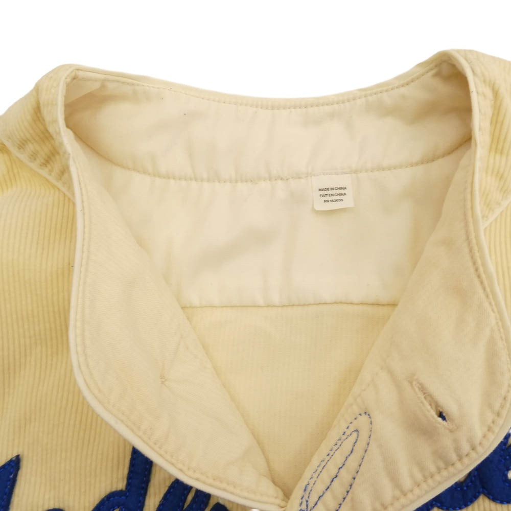 UNDEFEATED アンディフィーテッド 220077012033 CORD S/S BASEBALL JERSEY フロントロゴ コーデュロイ ベースボールシャツ 半袖 シャツ アイボリー XL【中古】