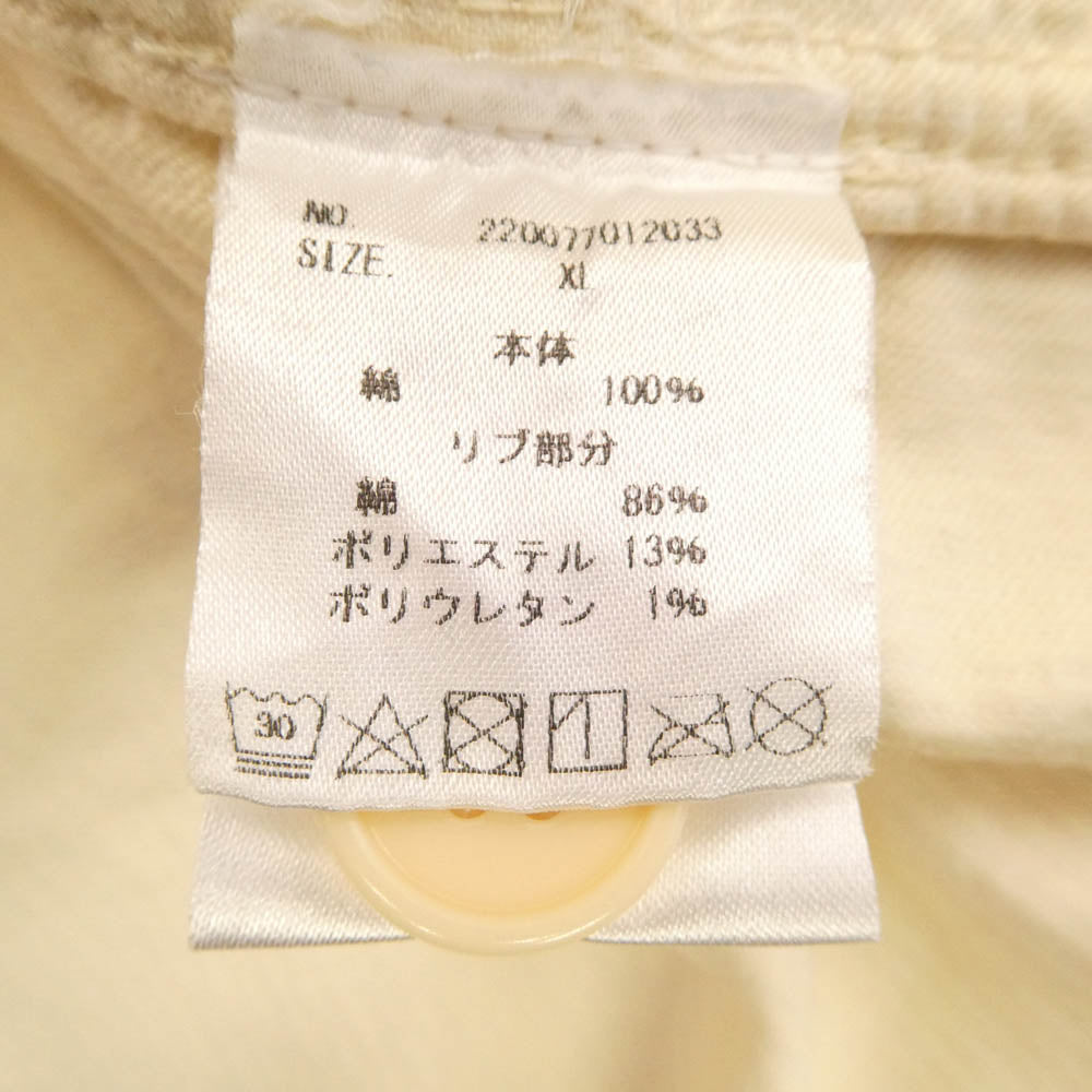 UNDEFEATED アンディフィーテッド 220077012033 CORD S/S BASEBALL JERSEY フロントロゴ コーデュロイ ベースボールシャツ 半袖 シャツ アイボリー XL【中古】