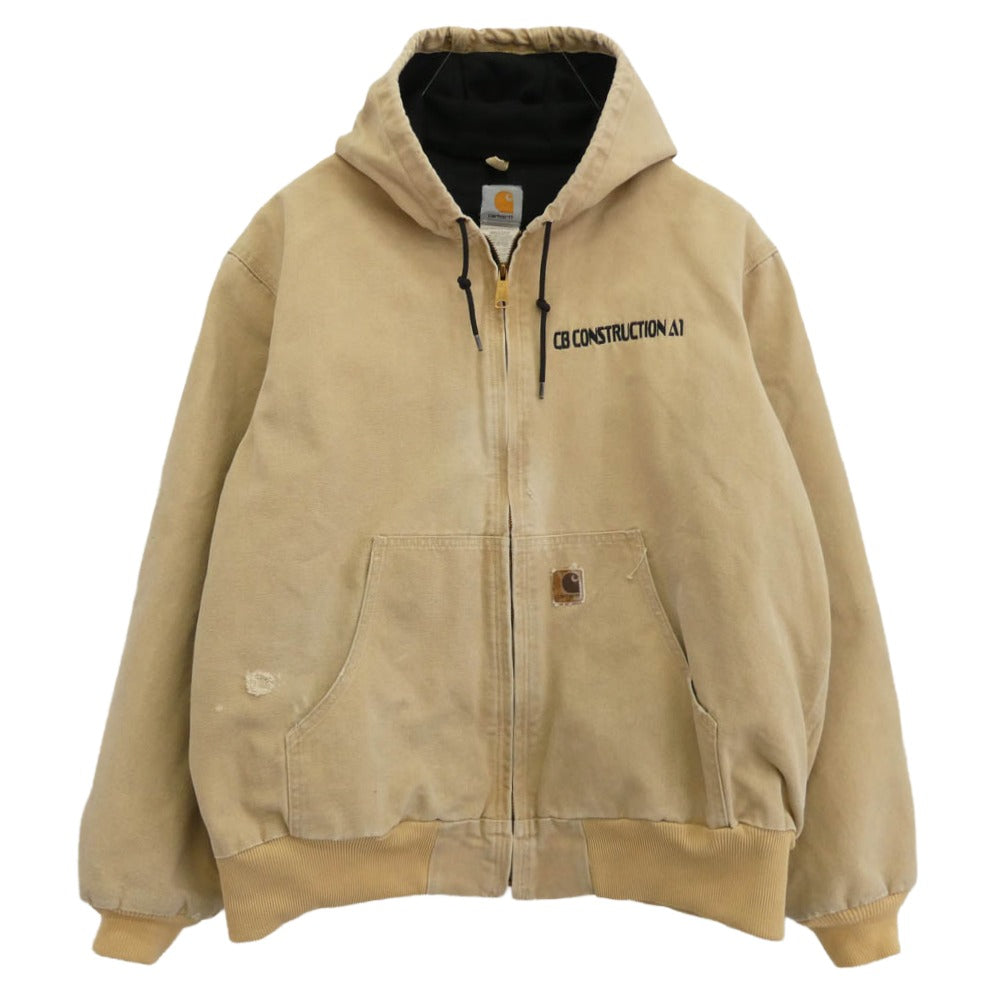 Carhartt カーハート J25 00's ACTIVE JACKET バック刺繍 アクティブ ジャケット フーデッドジャケット ベージュ系 XL【中古】