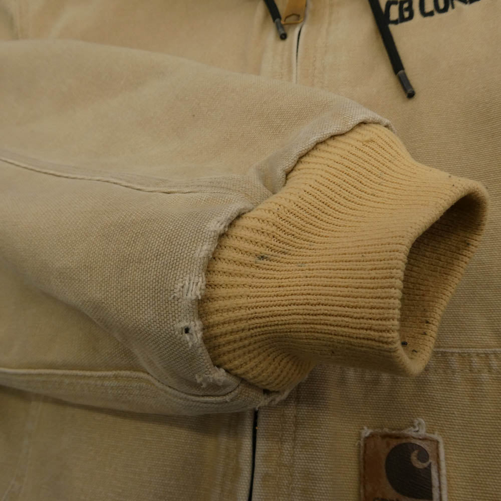 Carhartt カーハート J25 00's ACTIVE JACKET バック刺繍 アクティブ ジャケット フーデッドジャケット ベージュ系 XL【中古】