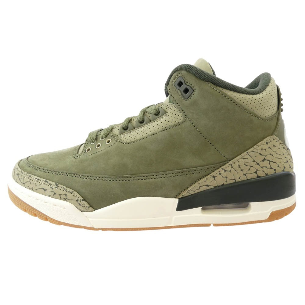 NIKE ナイキ DN3707-202 AIR JORDAN 3 RETRO FAMILY AFFAIR エア ジョーダン レトロ ファミリー アフィアー スニーカー モスグリーン系 26.5cm【極上美品】【中古】