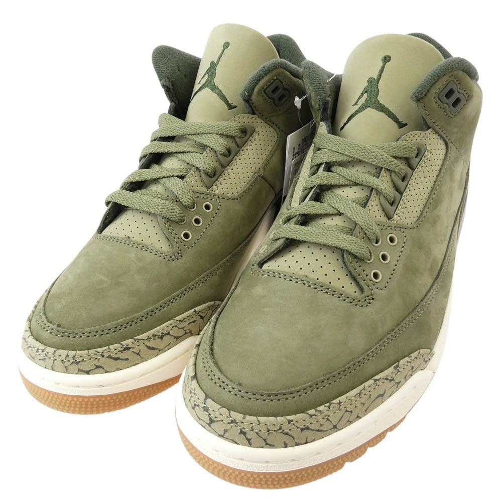 NIKE ナイキ DN3707-202 AIR JORDAN 3 RETRO FAMILY AFFAIR エア ジョーダン レトロ ファミリー アフィアー スニーカー モスグリーン系 26.5cm【極上美品】【中古】