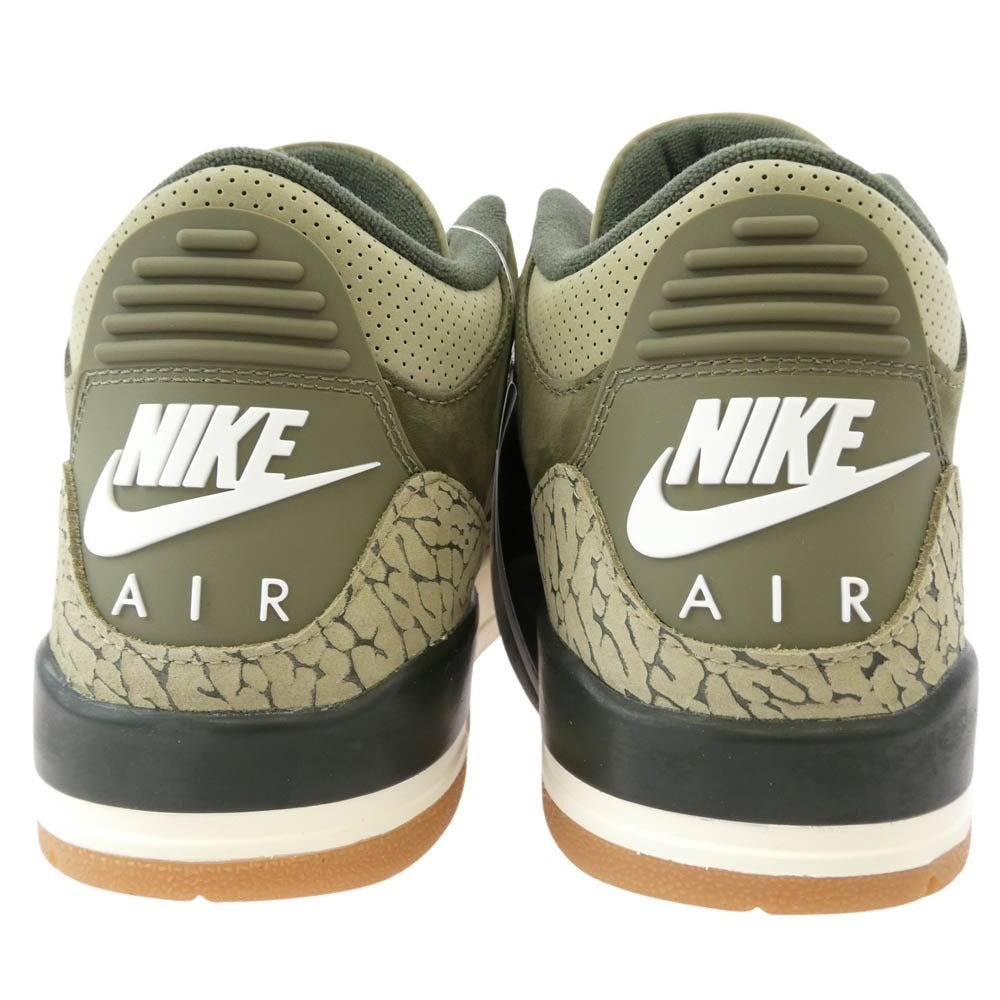 NIKE ナイキ DN3707-202 AIR JORDAN 3 RETRO FAMILY AFFAIR エア ジョーダン レトロ ファミリー アフィアー スニーカー モスグリーン系 26.5cm【極上美品】【中古】