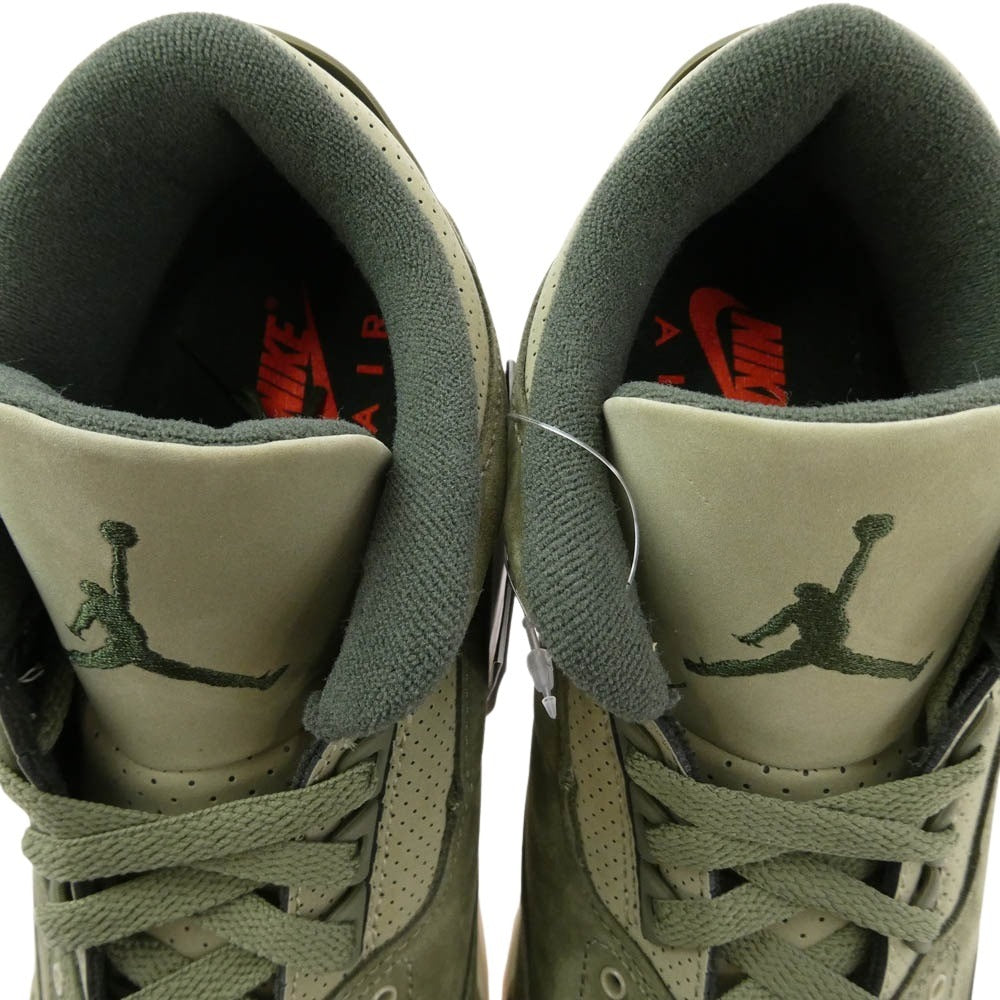 NIKE ナイキ DN3707-202 AIR JORDAN 3 RETRO FAMILY AFFAIR エア ジョーダン レトロ ファミリー アフィアー スニーカー モスグリーン系 26.5cm【極上美品】【中古】