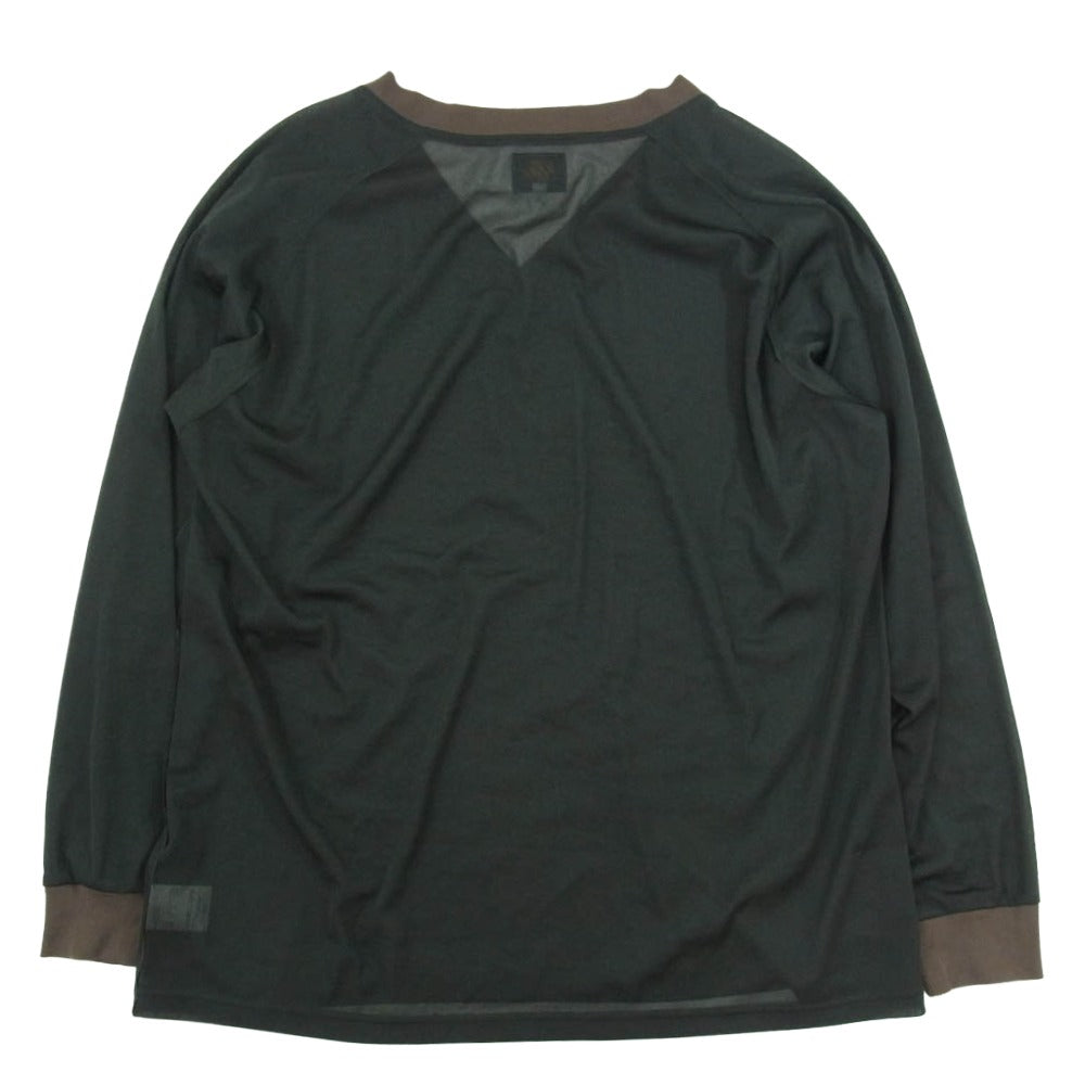 Needles ニードルス OT256 L/S V NECK TEE - POLY TRICOT CHIFFON ロングスリーブ Vネックティー ポリ トリコット シフォン チャコール系 M【中古】