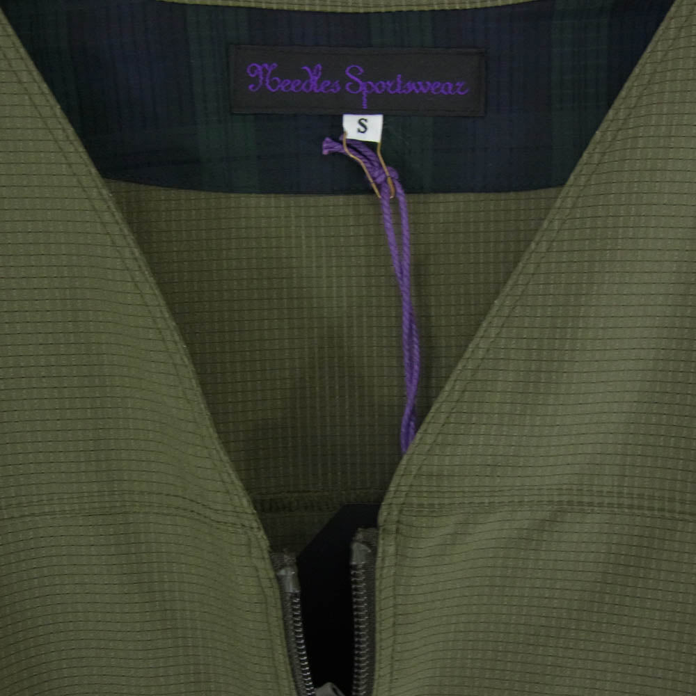 Needles ニードルス QV389 Sportswear スポーツウェア Vネック ナイロン ジャケット カーキ系 S【美品】【中古】