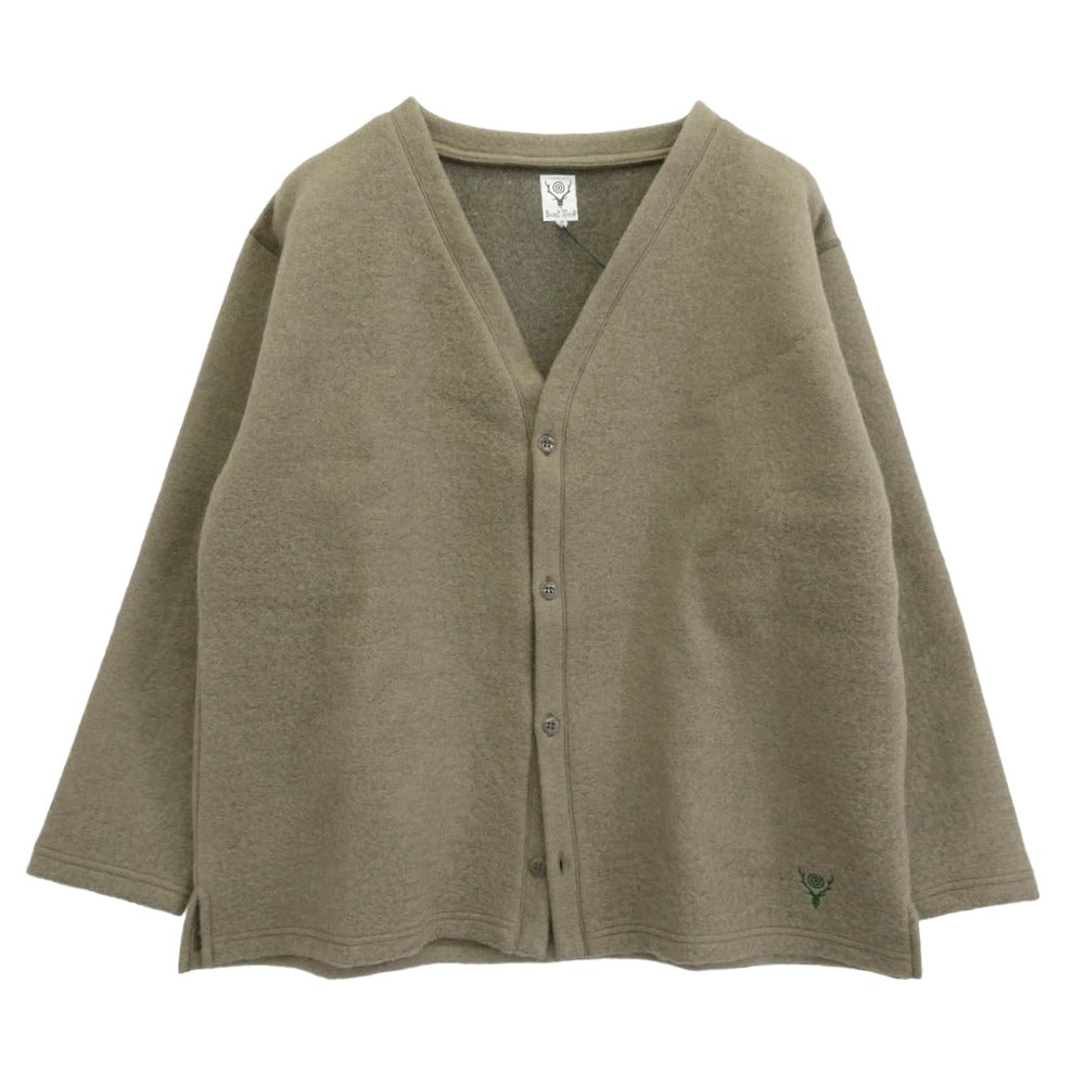 South2 West8 サウスツーウェストエイト 24AW PU535 S.S. V Neck Cardigan カーディガン 薄モスグリーン系 S【中古】