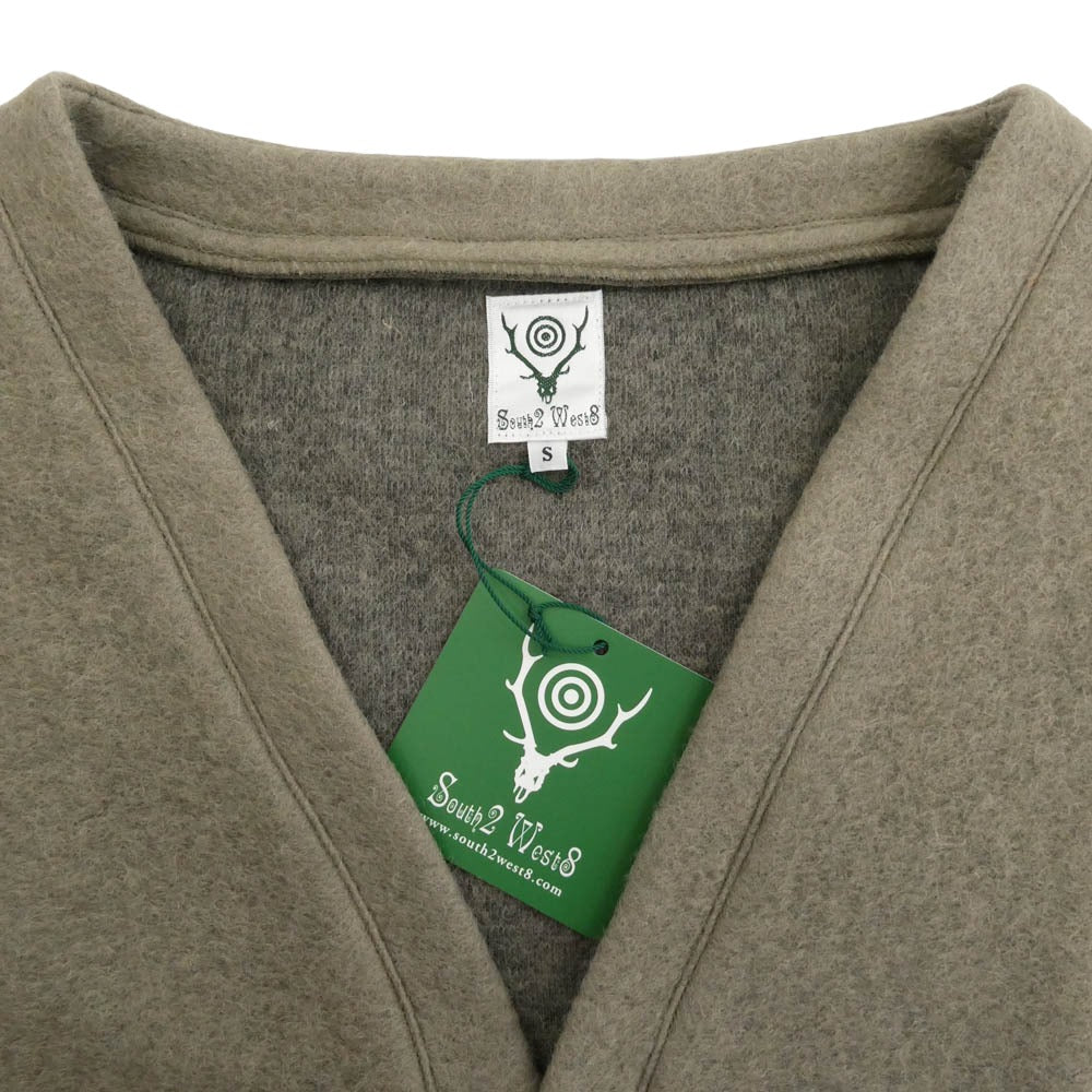 South2 West8 サウスツーウェストエイト 24AW PU535 S.S. V Neck Cardigan カーディガン 薄モスグリーン系 S【中古】