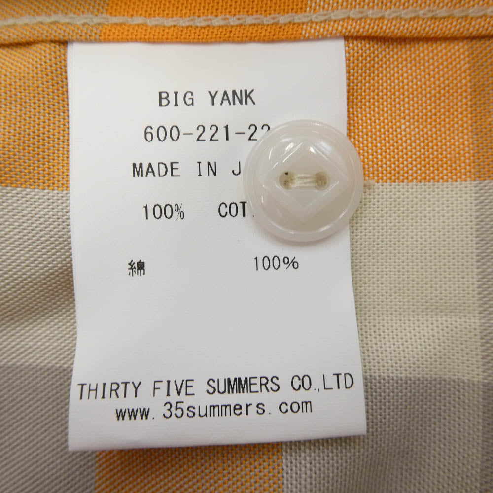 BIG YANK ビッグヤンク 600-221-22 復刻 ブロック チェック 半袖 シャツ オレンジ系 マルチカラー系 M【極上美品】【中古】
