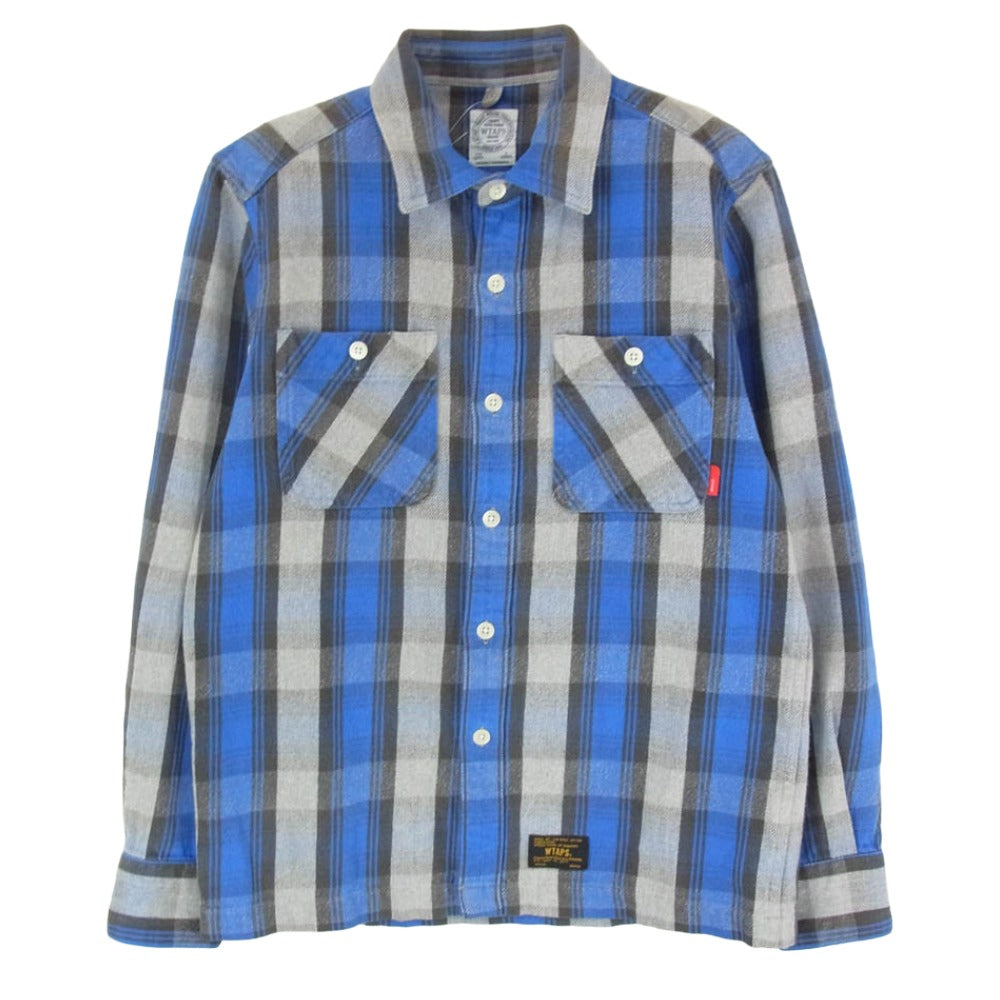 WTAPS ダブルタップス 15AW 152GWDT-SHM05 UNION L/S 01 SHIRT COTTON TEXTILE ユニオン ロング スリーブ シャツ コットン テキスタイル 長袖 ブルー系 S【美品】【中古】