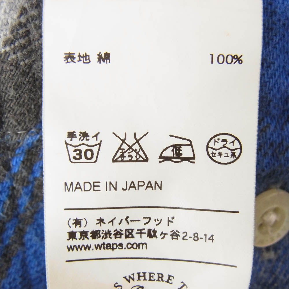 WTAPS ダブルタップス 15AW 152GWDT-SHM05 UNION L/S 01 SHIRT COTTON TEXTILE ユニオン ロング スリーブ シャツ コットン テキスタイル 長袖 ブルー系 S【美品】【中古】